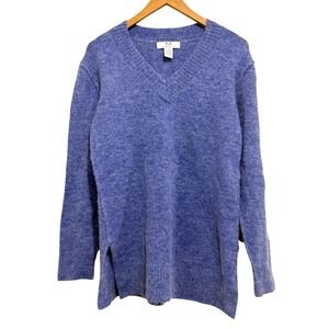 MAGASCHONI Women's Periwinkle Blue Alpaca Wool Blend V-Neck Tunic Sweater XS